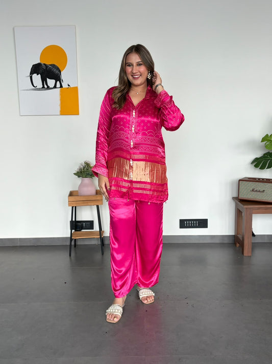 Rani Pink Bandhani Co-ord Set