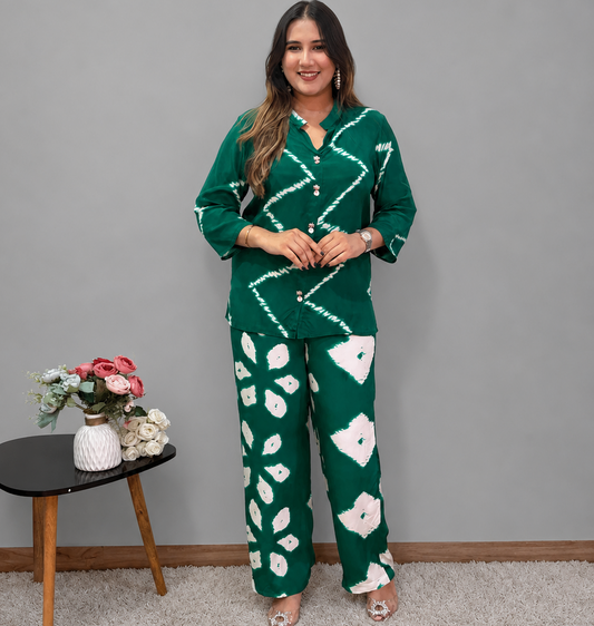 Green Leheriya Cord Set